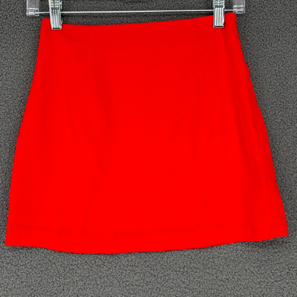 Princess Polly Red Mini Skirt A-Line Side Zip Solid Red Size 2 US